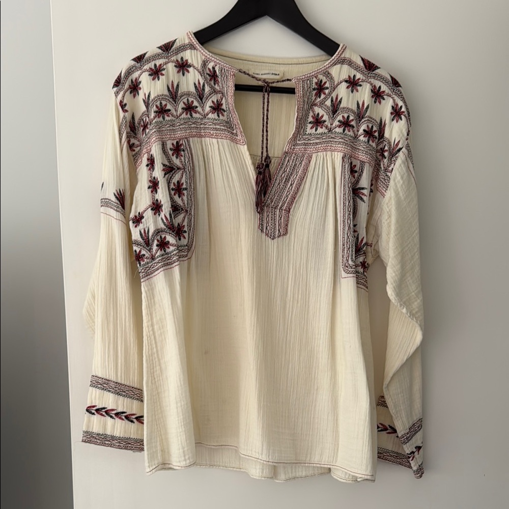 Embroidered Cream Top